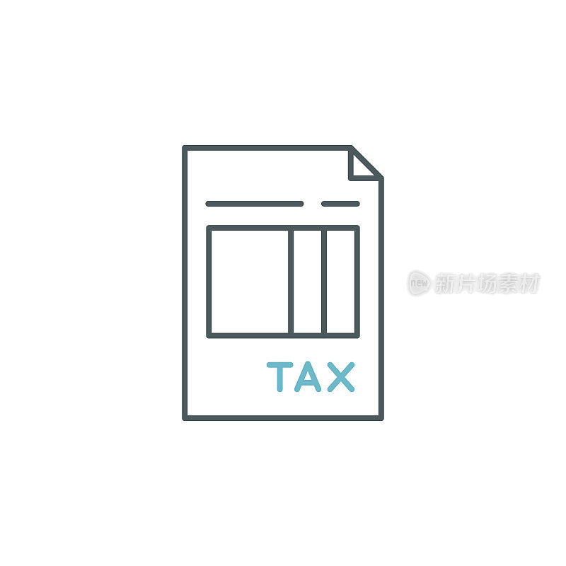 税务表格双色线图标设计与可编辑的笔触。适用于信息图表，网页，移动应用程序，UI, UX和GUI设计。
